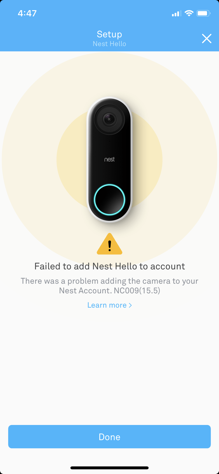 add nest camera to account