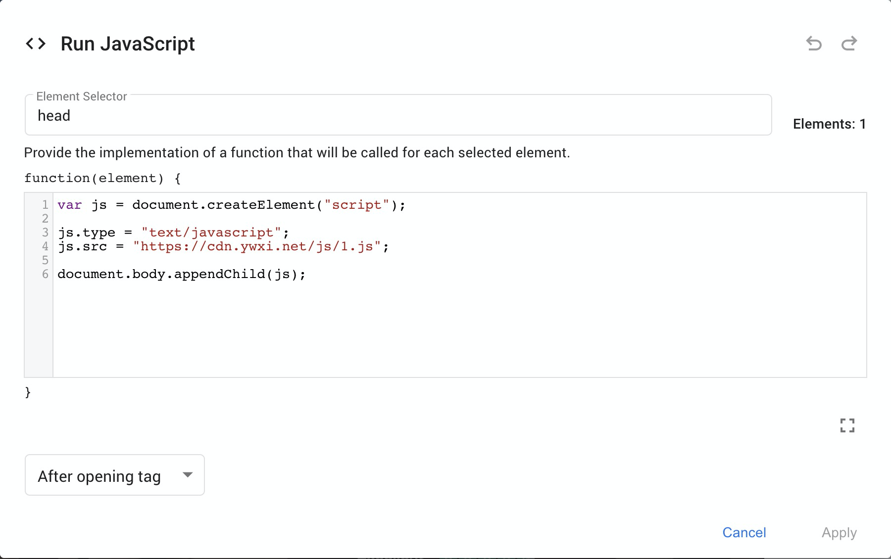 Adding External Javascript Code To A Variant I E Adding A New Functionality In The Variant Optimize Community