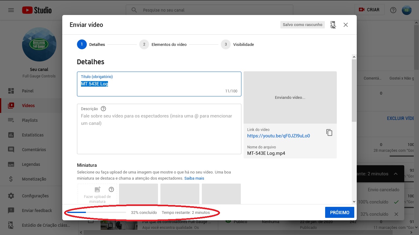 PESQUISAR VÍDEOS POR DATA DE UPLOAD no  