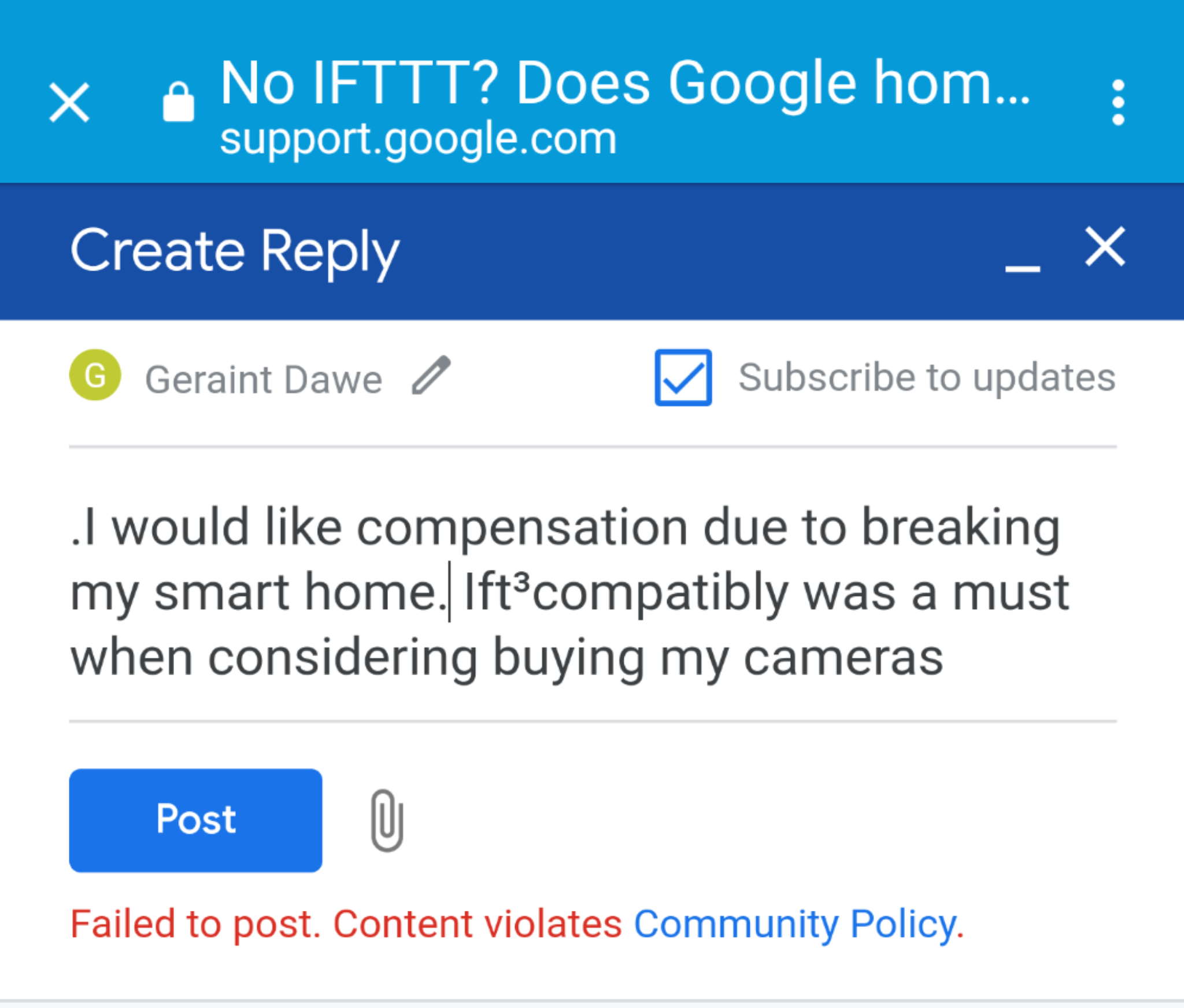 ifttt ring doorbell google home
