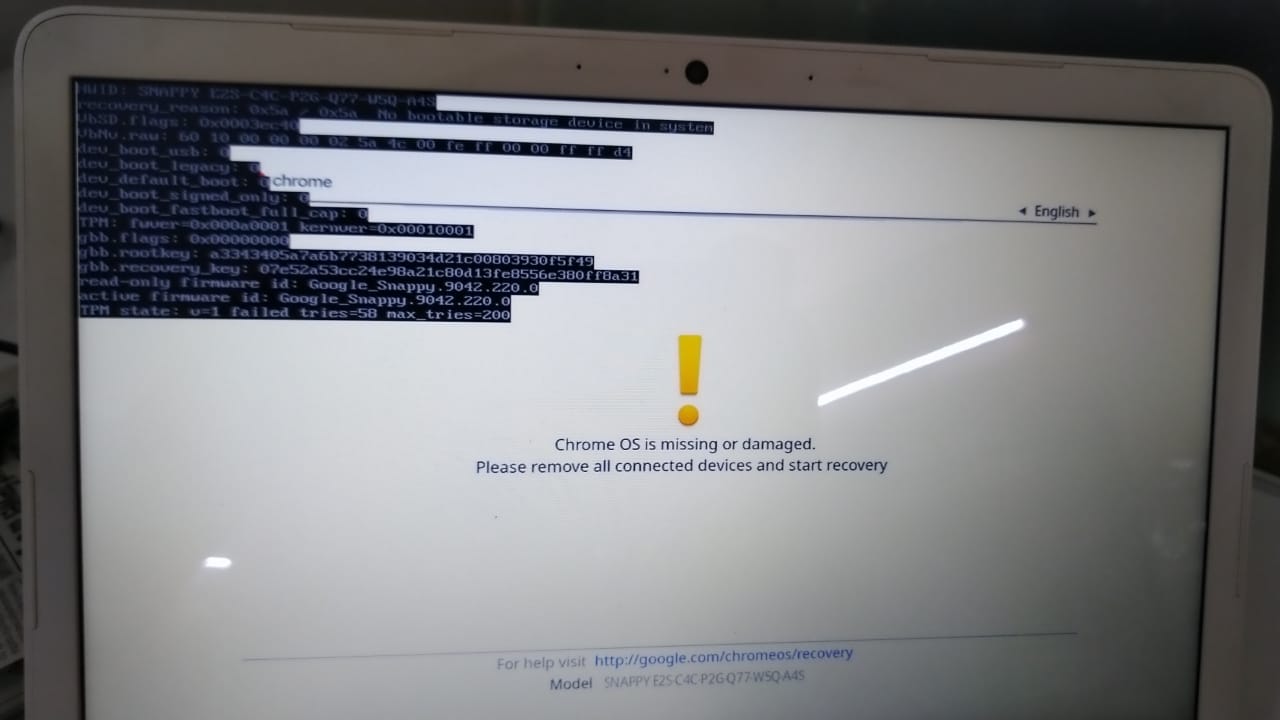 chrome os is missing or damaged samsung