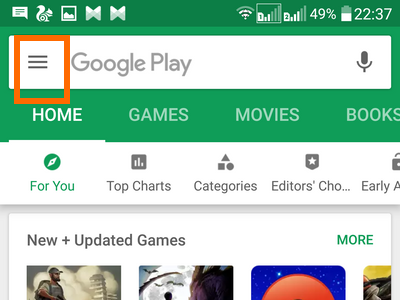 google play store app menu