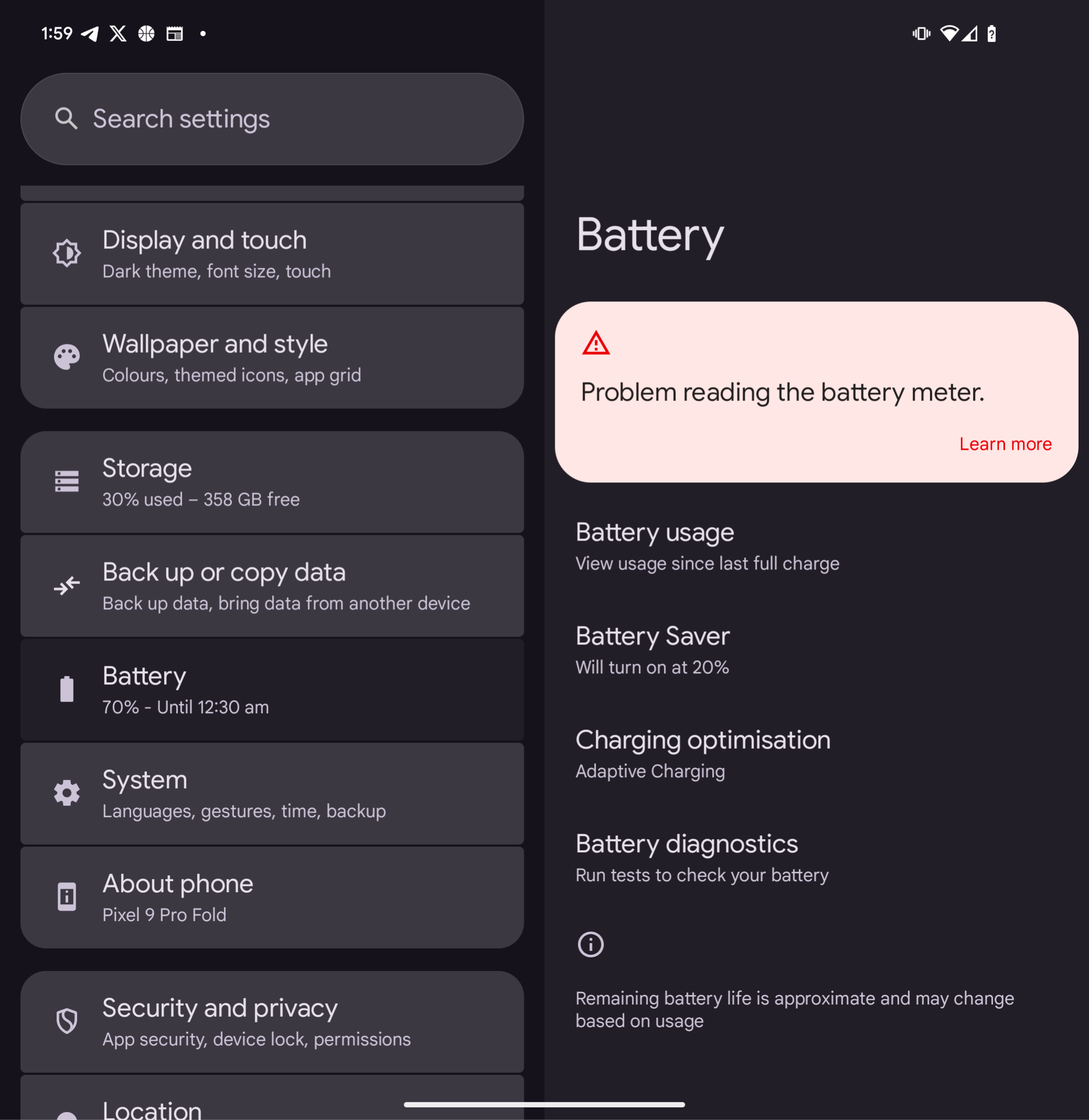 Since the March update, my Pixel 9 Pro Fold shows a ? as the Since the March update, my Pixel 9 Pro Fold shows a ? as the