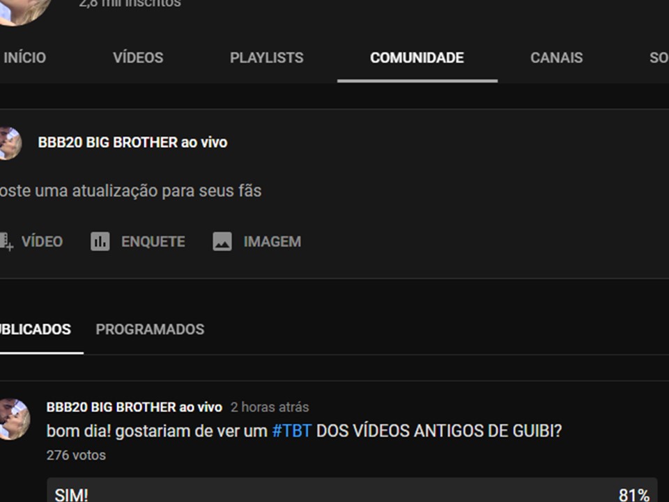 bom dia! A opção de enquetes da aba bom dia! A opção de enquetes da aba