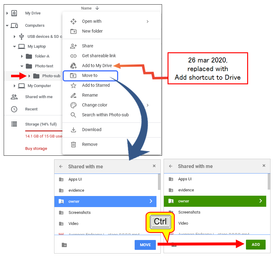 google drive sync download change destination folder