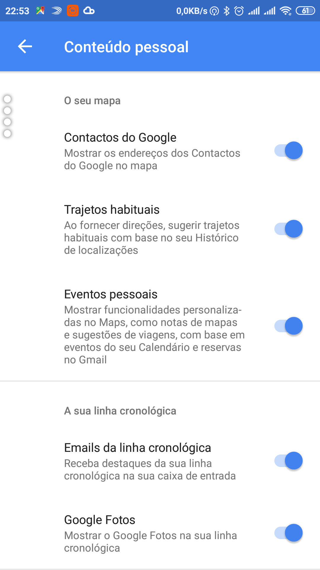 Não consigo ativar o histórico de navegação para ter acesso à linha do  tempo - Comunidade Google Maps