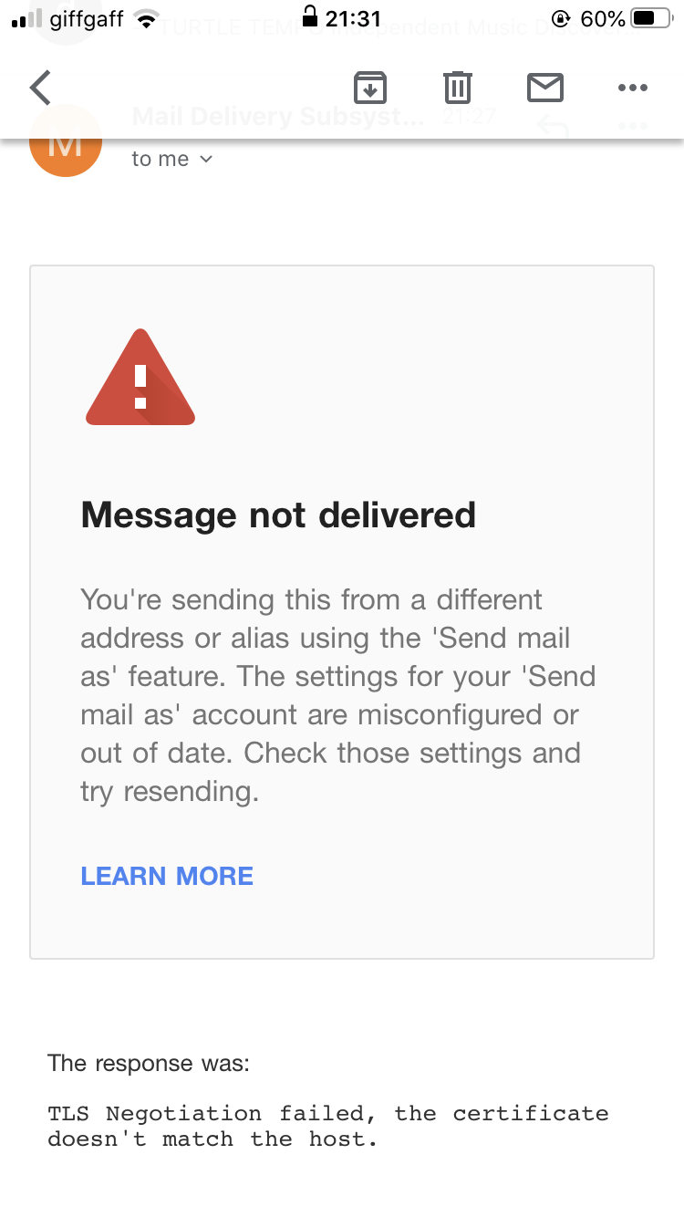 My Message Can Sometimes Not Be Delivered Because Of An Incorrect Alias Sometimes It Works Gmail Community