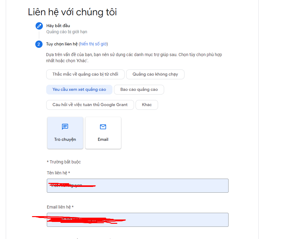 Tôi không thể gửi biểu mẫu hỗ trợ - Cộng đồng Google Ads