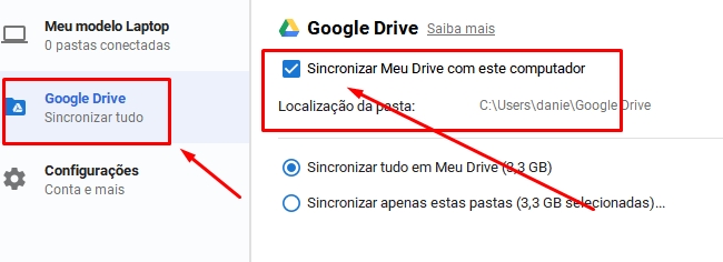 Como sincronizar o Google Drive com pastas do seu computador