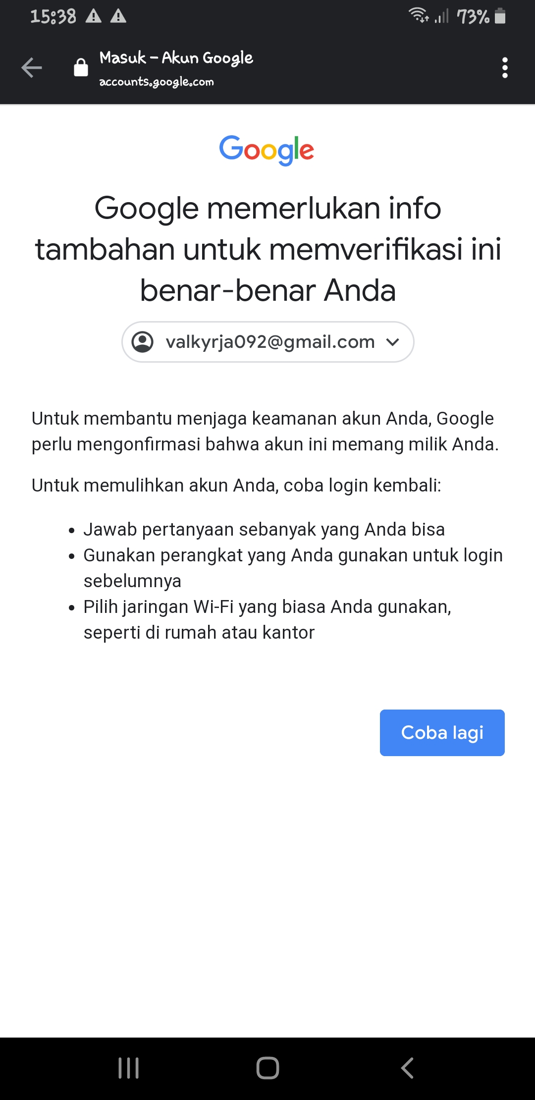My Gmail Account Is Temporary Locked Google Couldn T Verify This Account Belongs To You Gmail Community