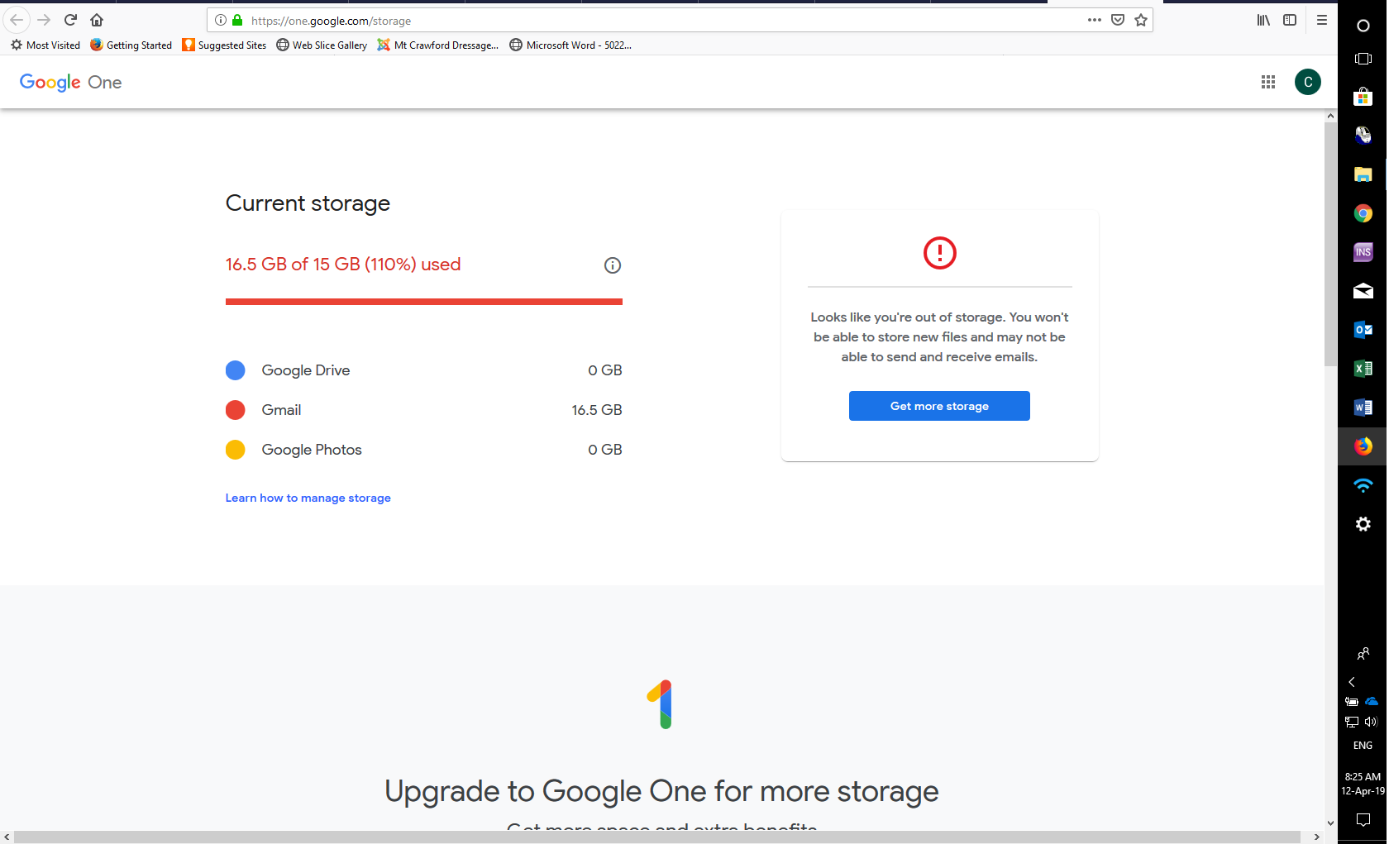 google drive storage amount