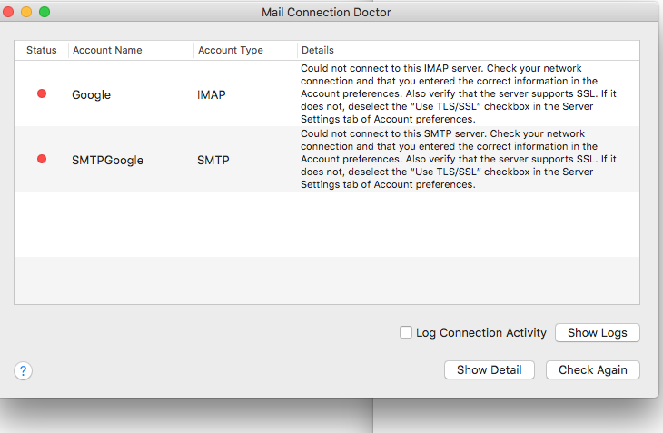 smtp offline mac mail gmail