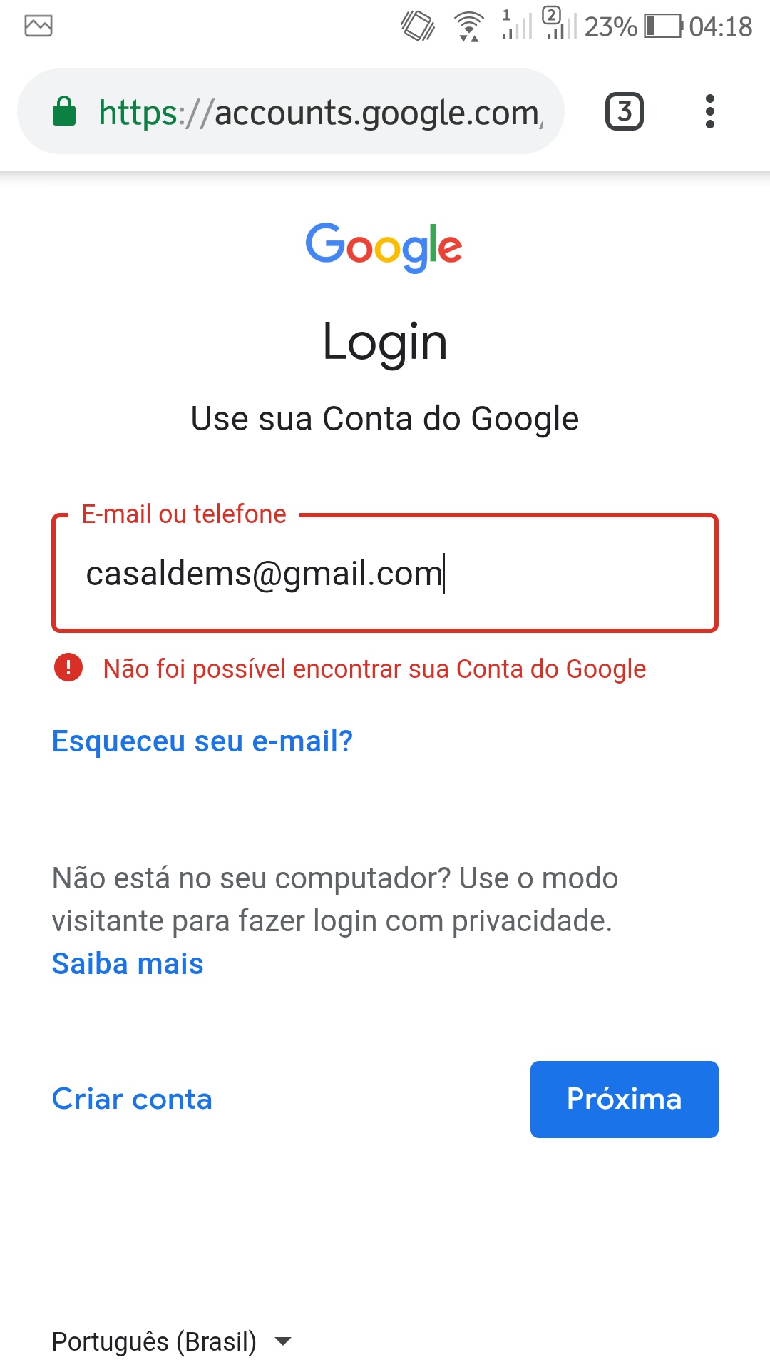 Não consigo fazer login na minha conta - Comunidade Conta do Google