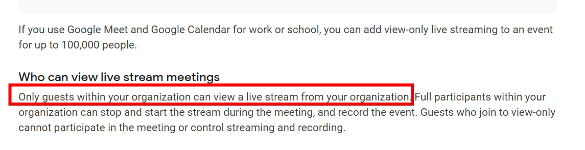 Live stream from a Google Meet Meeting to : Everything you