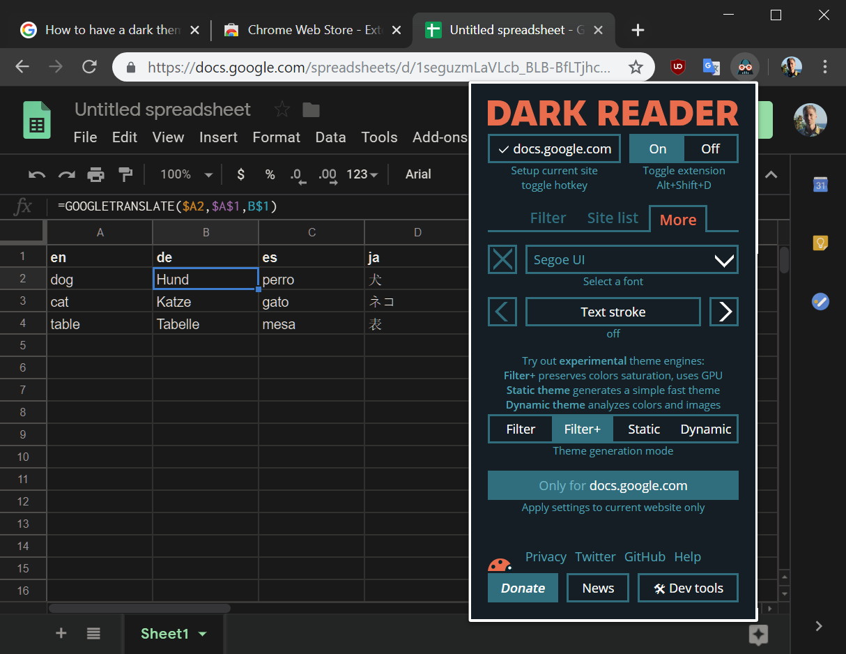 dark mode google docs