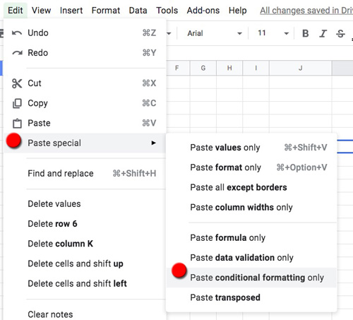 Google Sheets Undo and Redo