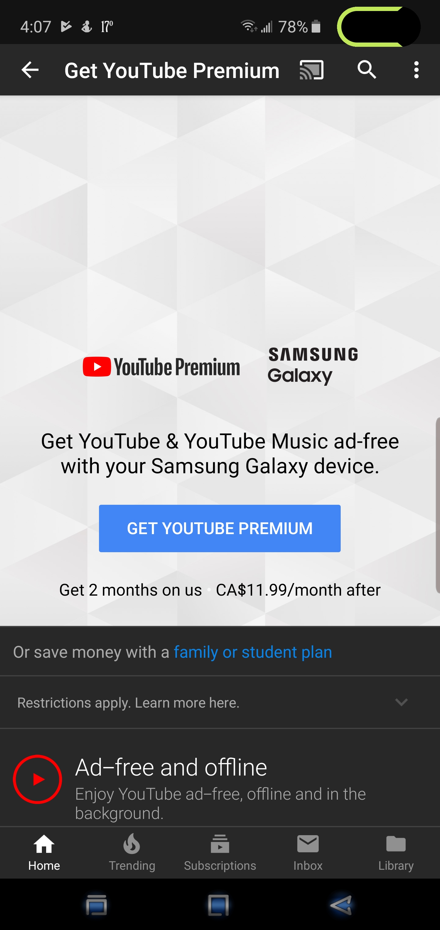 Where Do I Claim The Free 4 Months Offer For Youtube Premium With My Galaxy S10 Youtube Community