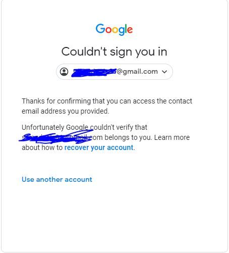 Unfortunately Google Couldn T Verify That The Account Belongs To You After Entering The Otp Also Google Account Community