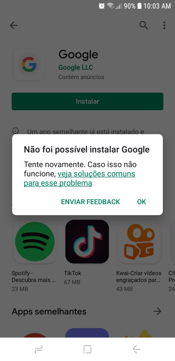 Não entendo porque não consigo instalar eu desinstalei alguns apps mesmo  assim não estou conseguindo - Comunidade Google Play