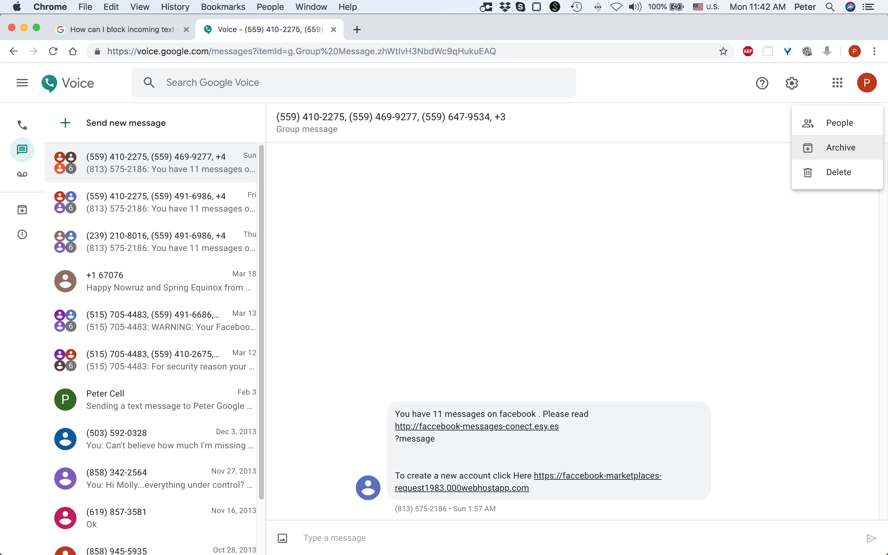 can i block a google voice number