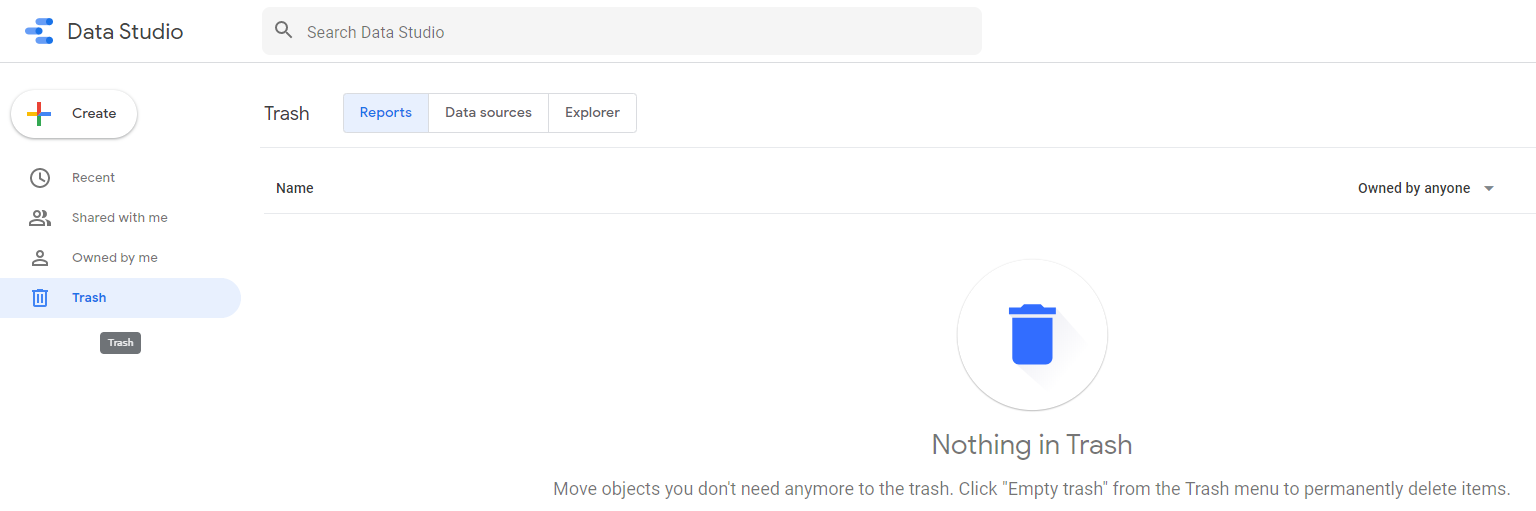 Trash Option: Google Analytics to Data Studio