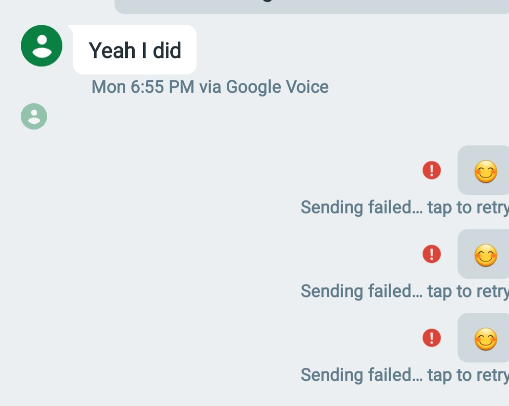 Hangouts message not sent touch to retry