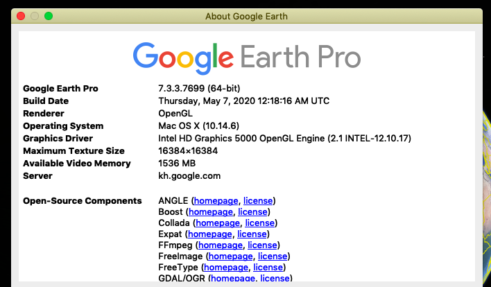 google earth pro for mac build date