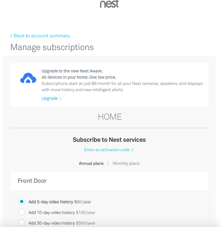 nest aware free trial not working