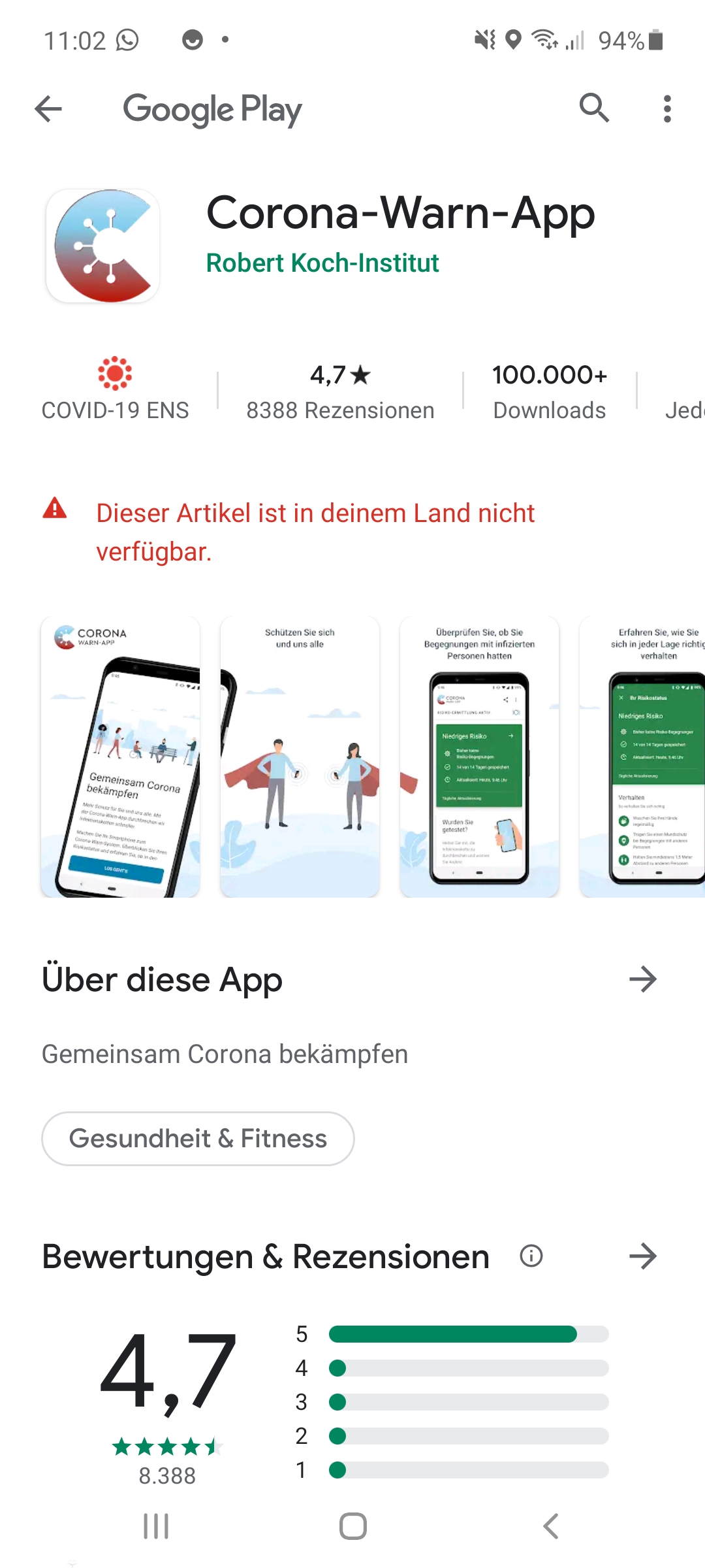 Es kommt folgende Meldung: Der Artikel ist in deinem Land nicht verfügbar.  Was mache ich falsch? - Google Play-Community