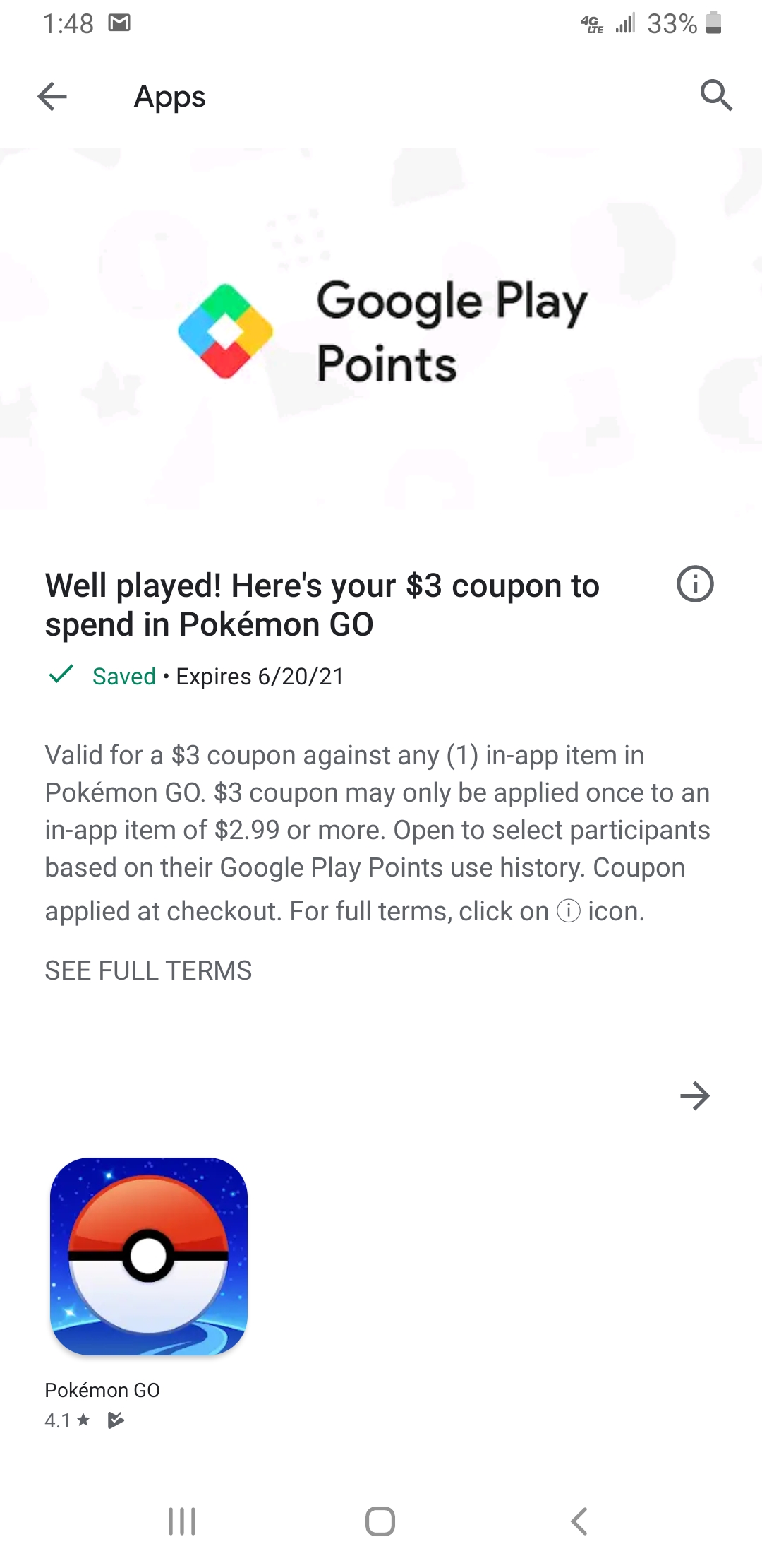 google play card pokemon go