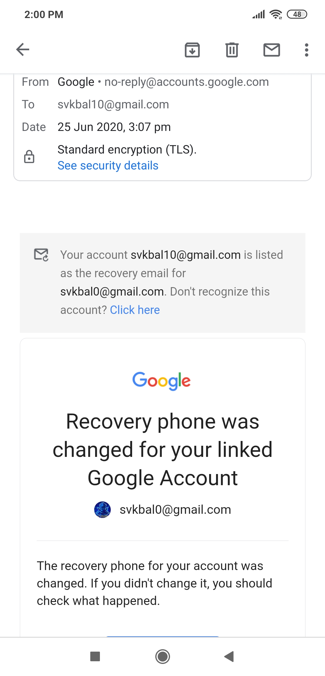 gmail account phone number change