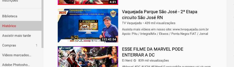 Meu histórico exibe vídeos que eu não assisto - Comunidade