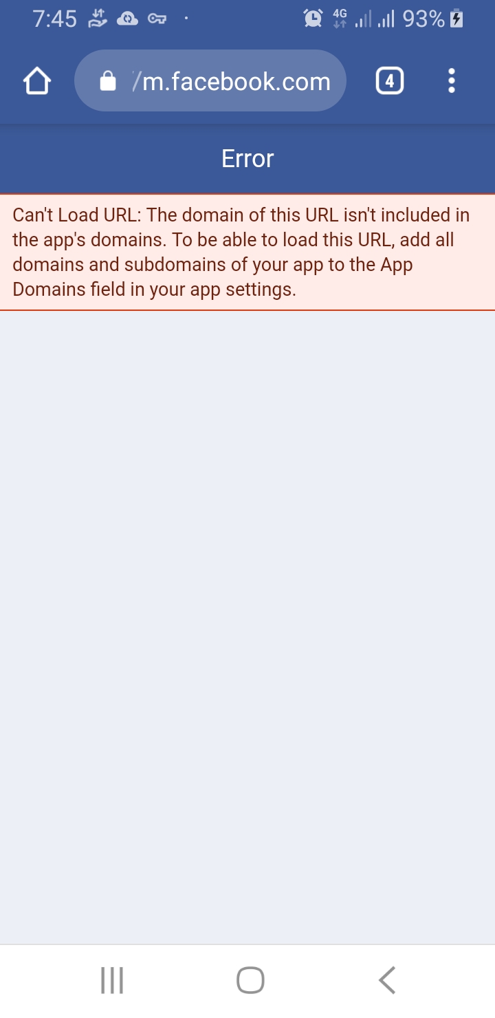 FaceBook App Error: Can't Load URL: The domain of this URL isn't