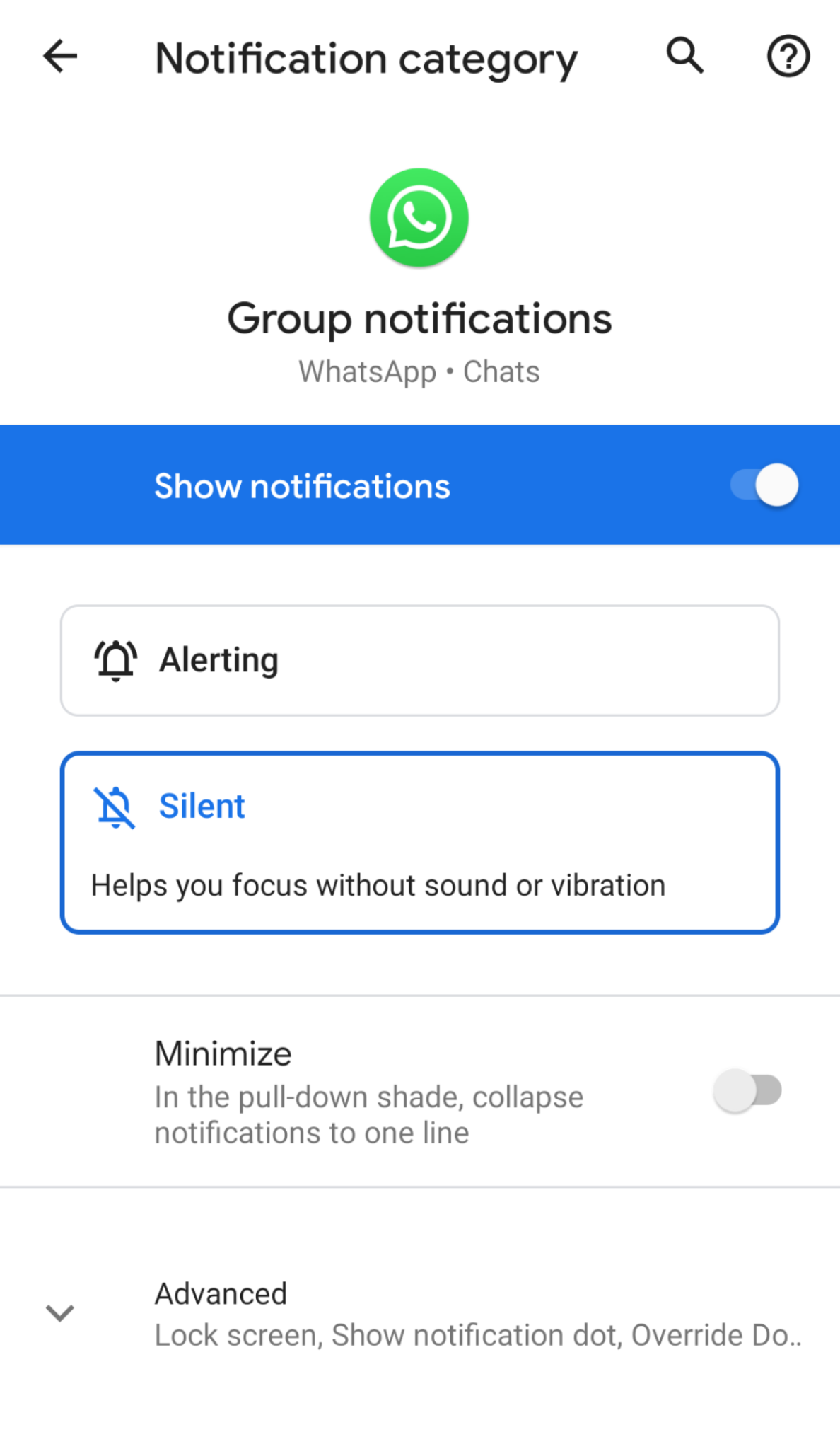 whatsapp not vibrating on silent I turned WhatsApp notifications to silent, however it keeps switching back  to sound. What to do?