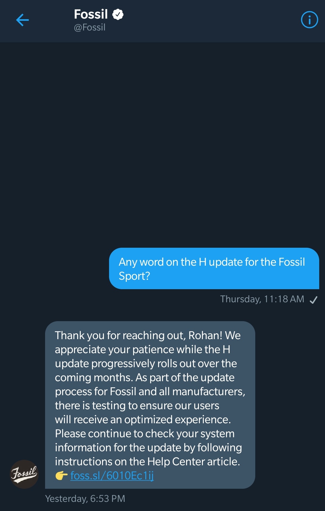 fossil sport h update