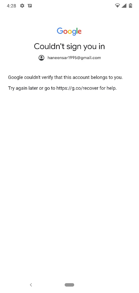 Unfortunately Google Couldn T Verify That The Account Belongs To You Google Account Community