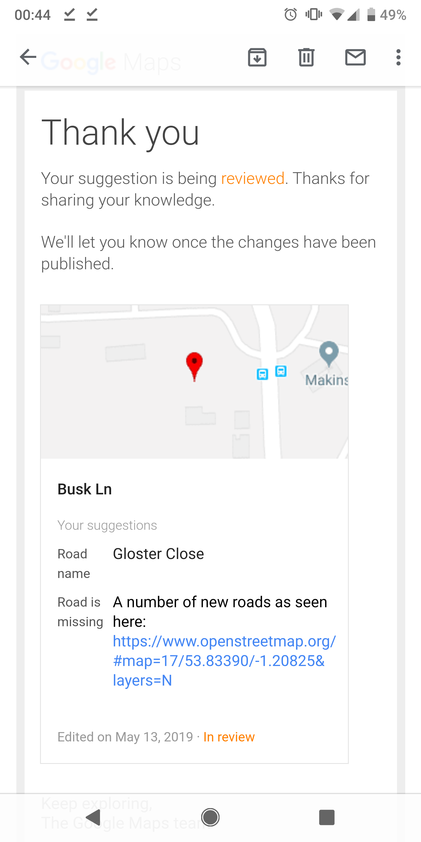 Adding road to map stuck pending - Google Maps Community