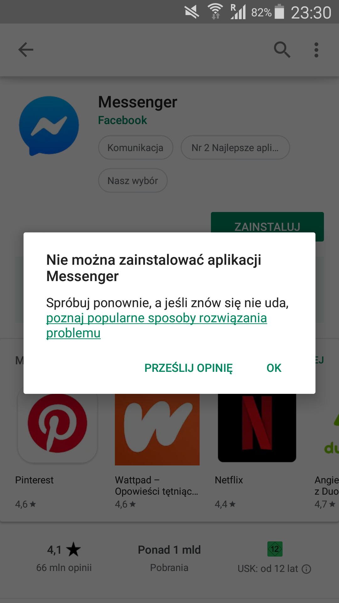 Nie Moge Zainstalowac Messengera Niechcacy Osibstalowalam Prosze O Pomoc Spolecznosc Google Play