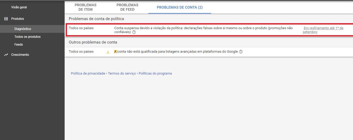 Conta Suspensa do Merchant Center - Comunidade Google Ads