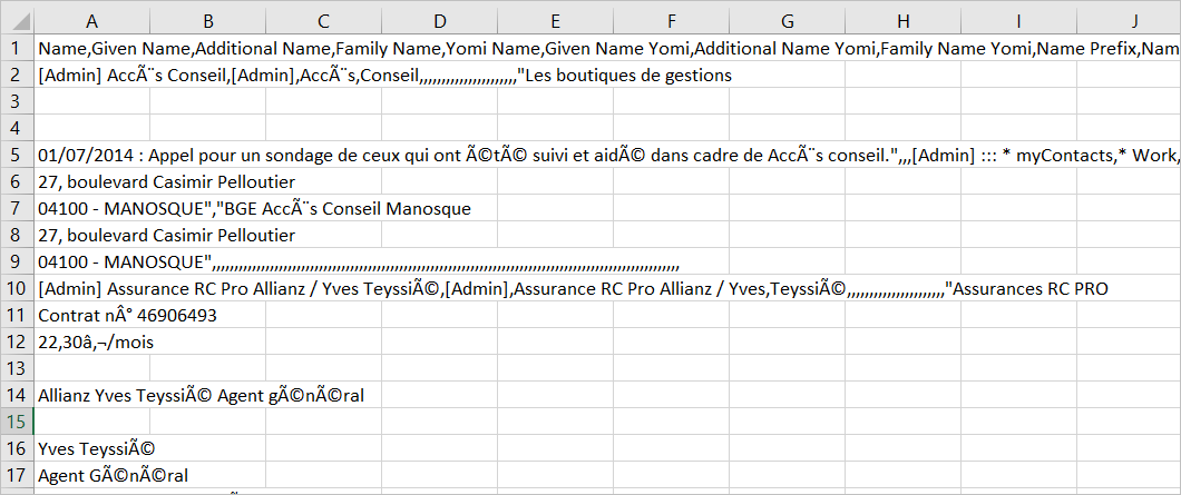 Export en vrai tableau Excel des contacts Gmail Export en vrai tableau Excel des contacts Gmail
