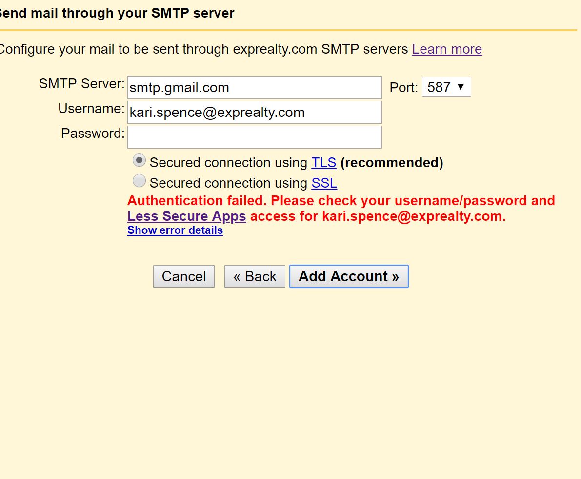 Google gmail smtp