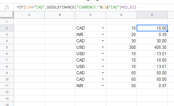 Sheets Googlefinance Currency Conversion Formula Not Working As - 