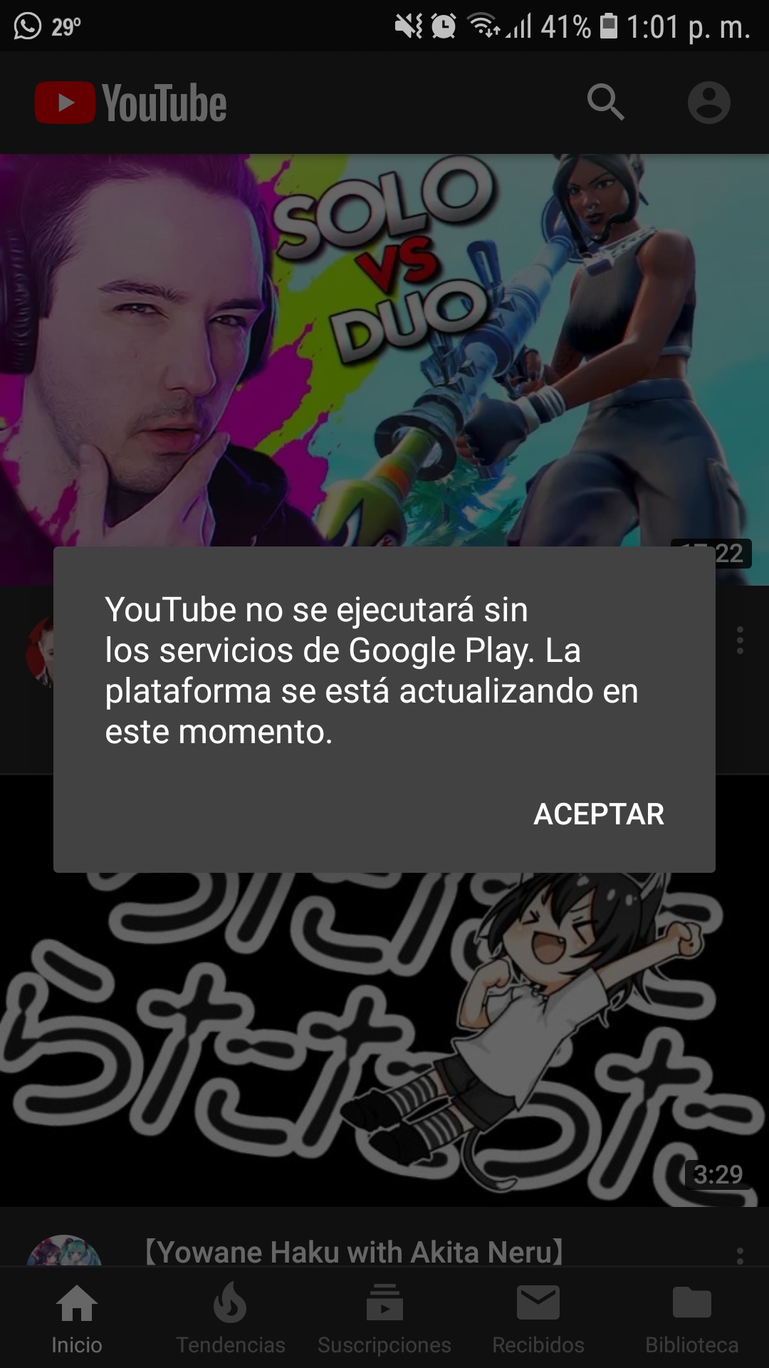 "Servicio de google play continua fallando" me aparece y no me permite