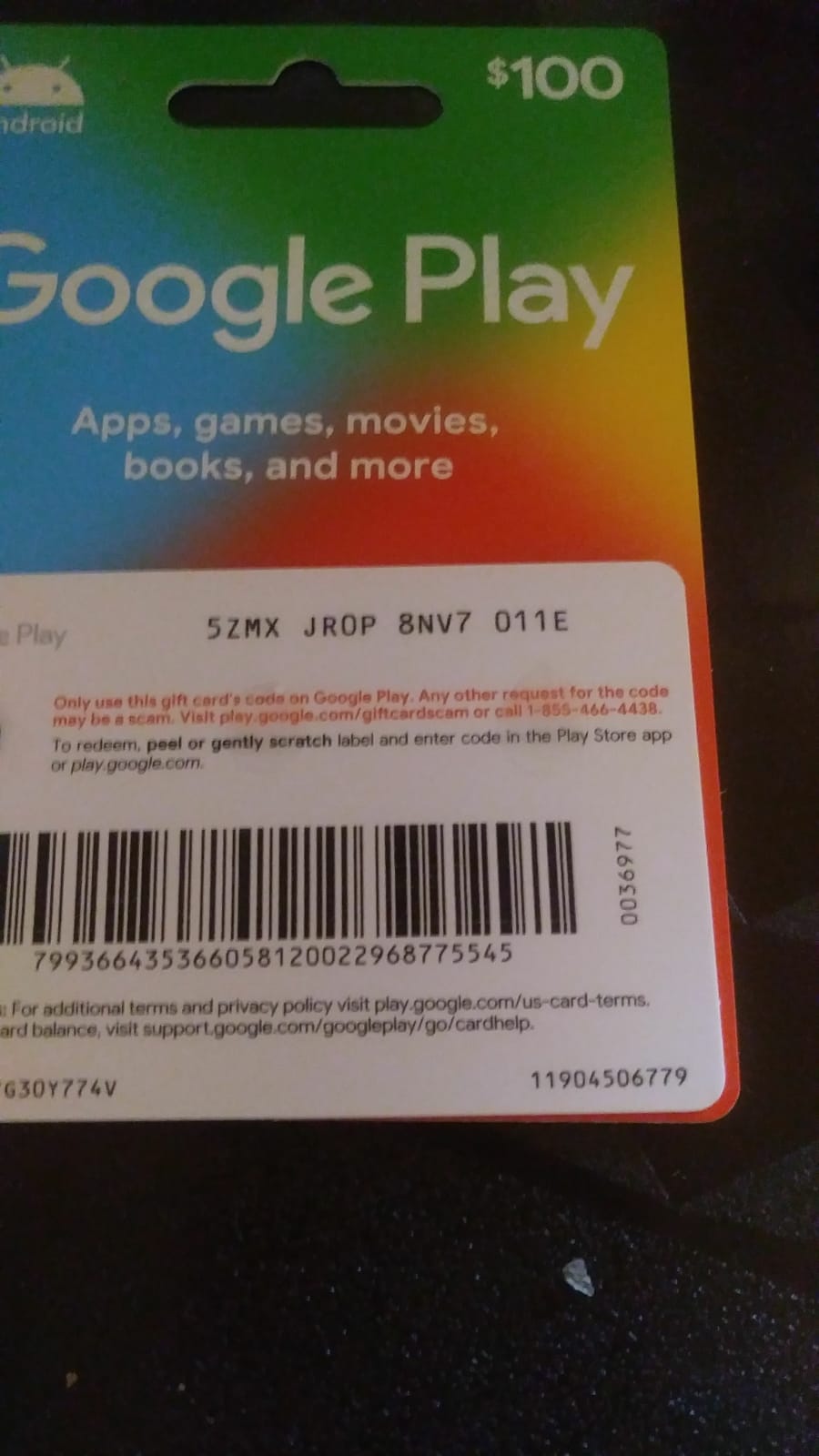 Google Play gift card scam - Realised the scam and redeemed codes