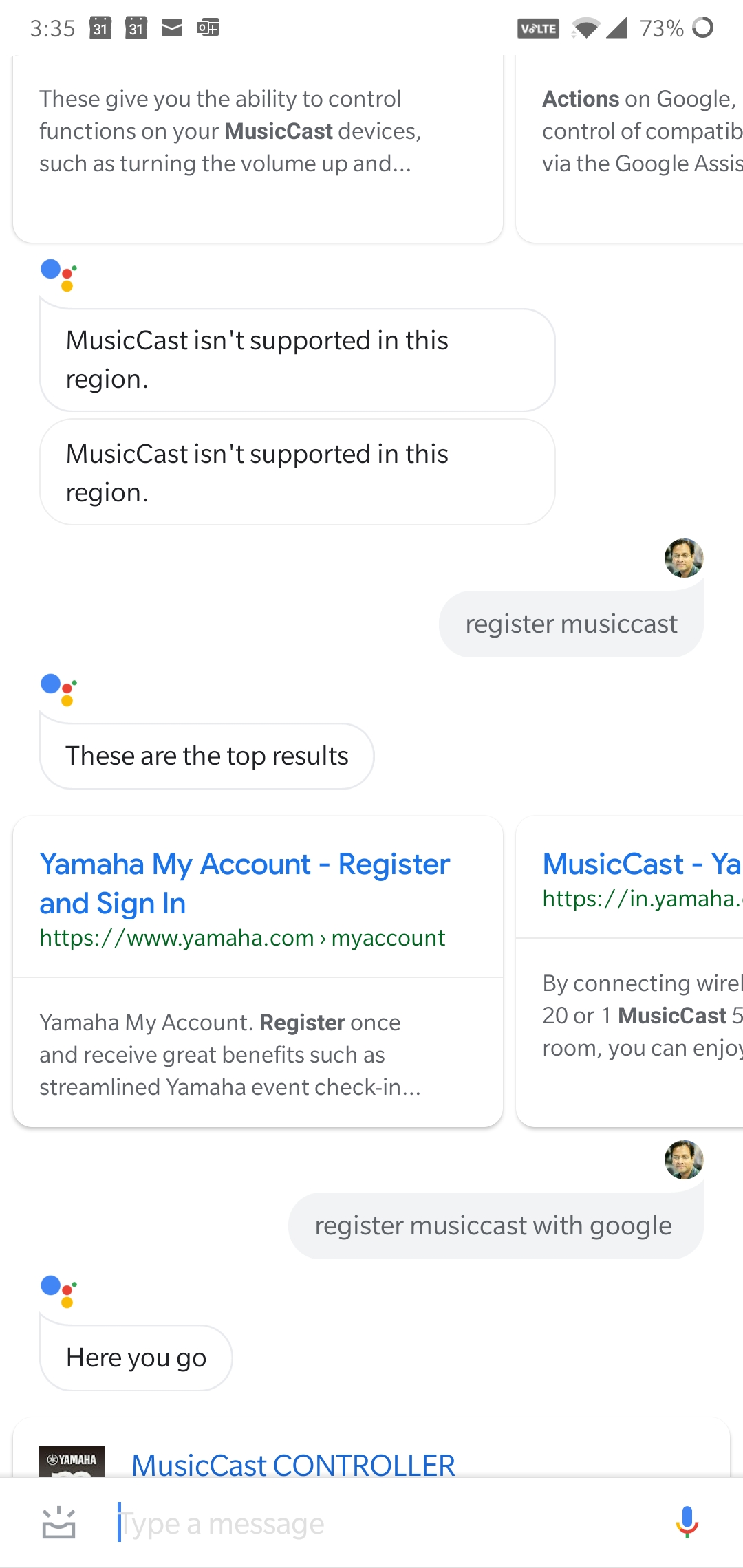 google assistant musiccast