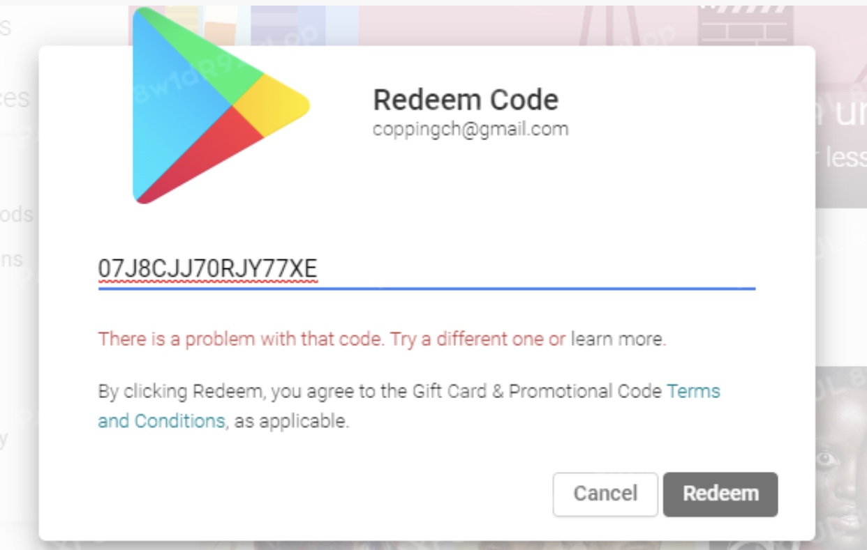 I Tried Loading My Google Play Gift Card And It Keeps Coming Up With An Error Code Bm Rgch 06 Google Play Community