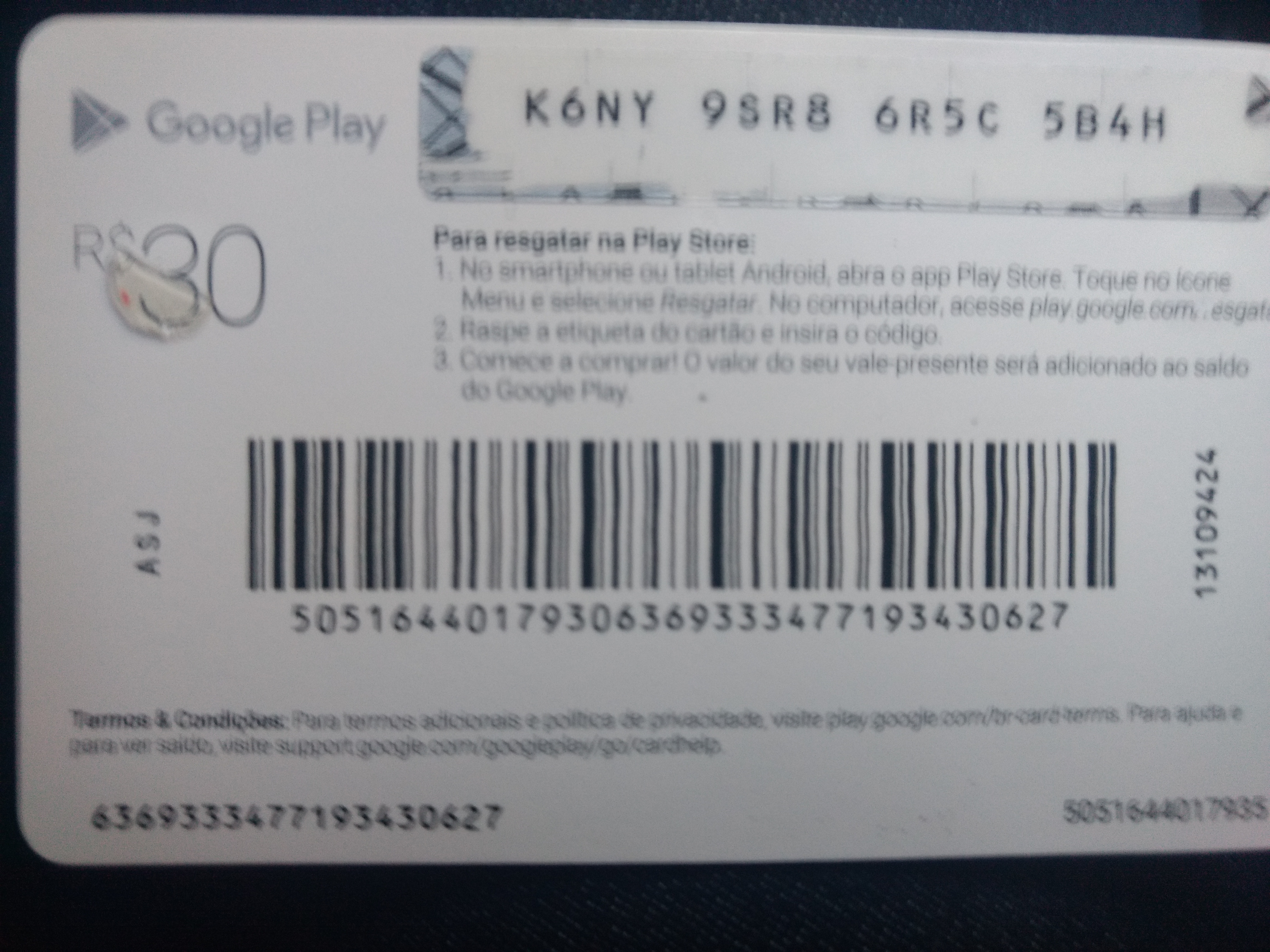 R$25 Gift Card Google Play - Código Digital na Loja Oliz