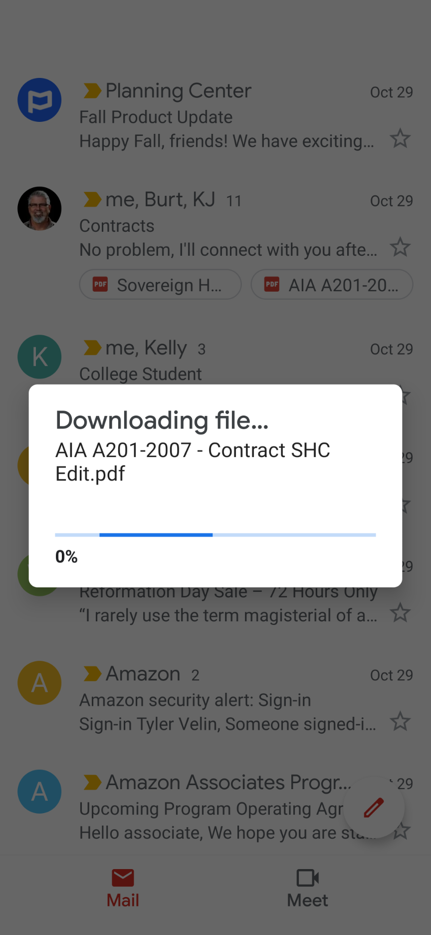 gmail attachment settings on android