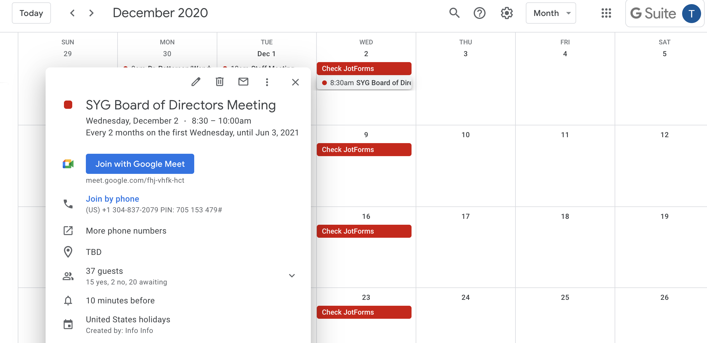 Why are calendar events not showing up on calendar created on