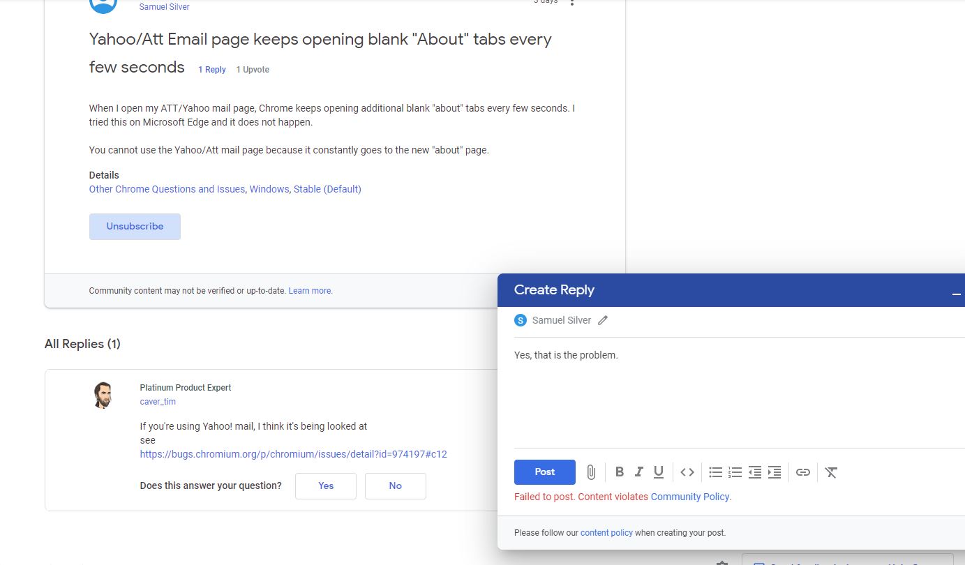 Yahoo Att Email Page Keeps Opening Blank About Tabs Every Few